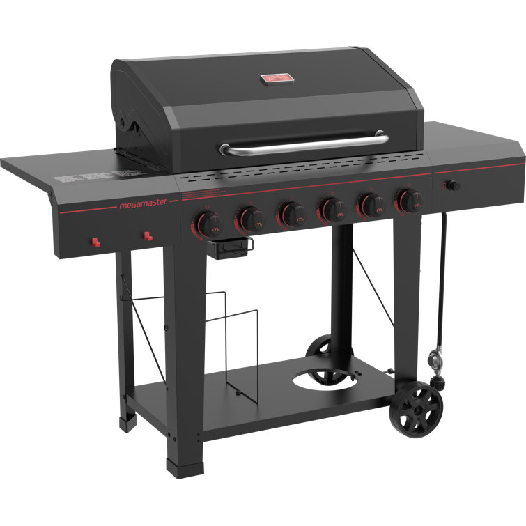 Megamaster 6-Burner Black Stainless Steel Propane Gas Grill