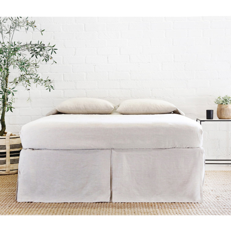 Flax Linen Pleated Split Corner King Bed Skirt