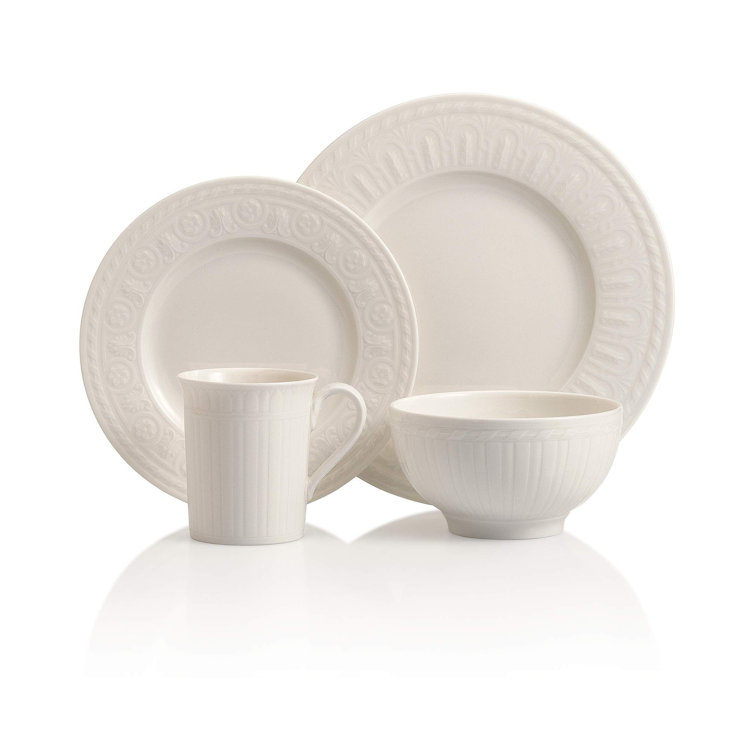 Cellini White Porcelain 24-Piece Dinnerware Set, Service for 6