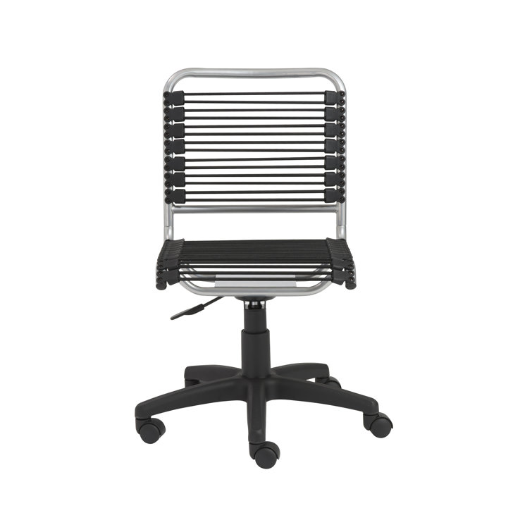 Black Aluminum Swivel Armless Bungee Office Chair