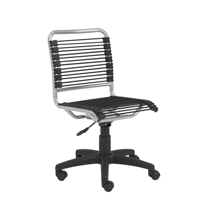 Black Aluminum Swivel Armless Bungee Office Chair