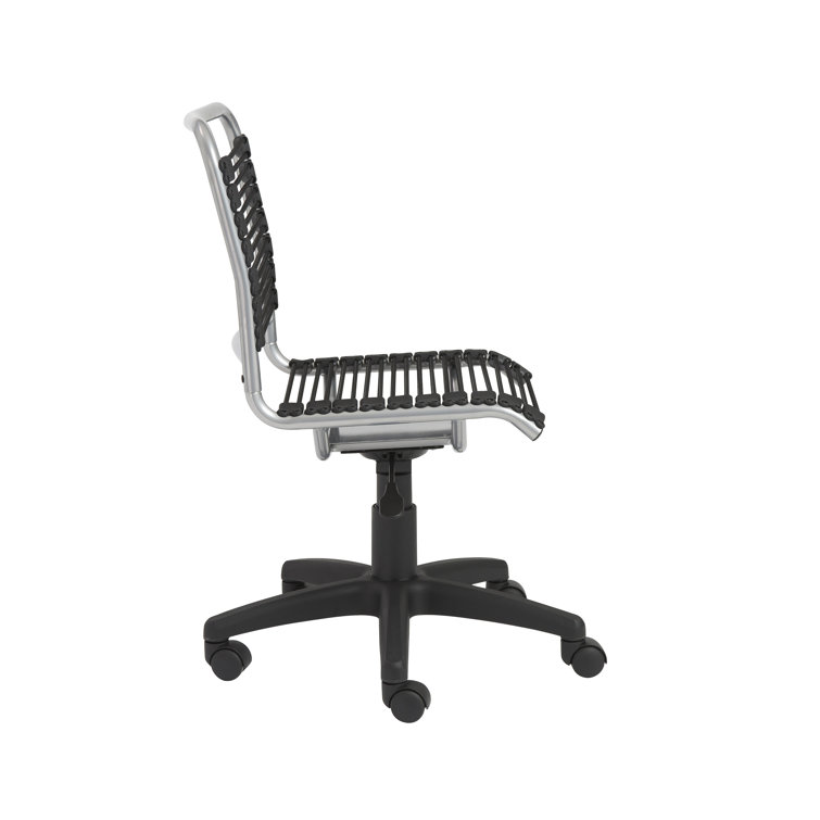 Black Aluminum Swivel Armless Bungee Office Chair