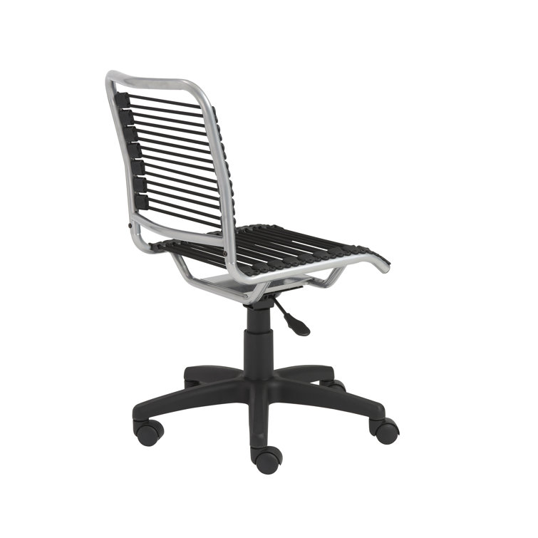 Black Aluminum Swivel Armless Bungee Office Chair