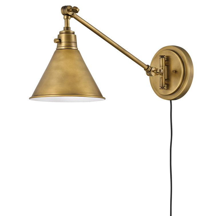 Heritage Brass Adjustable Arm Wall Sconce with Cone Shade