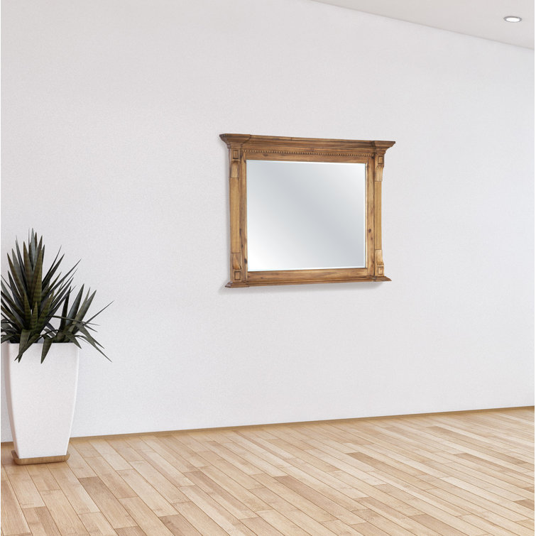 Wellington Hall Traditional Beige Wood Rectangular Dresser Mirror