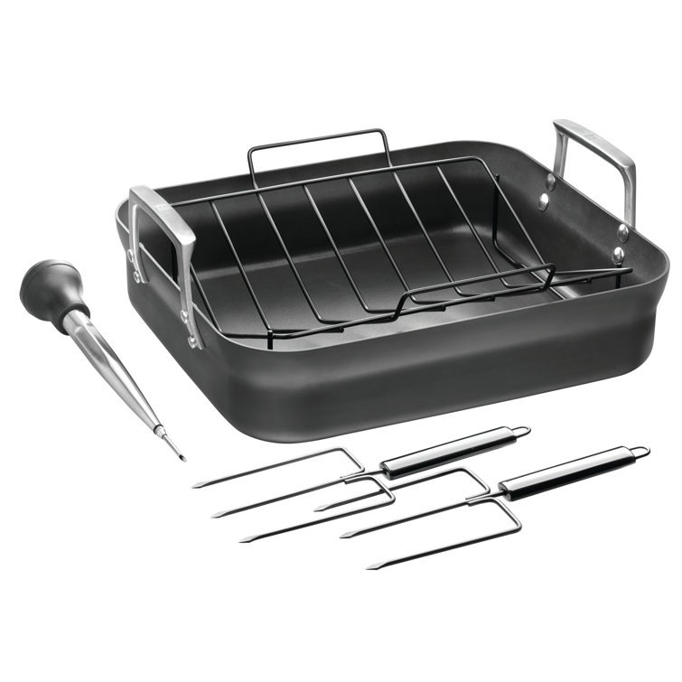 ZWILLING Motion Hard Anodized 16 x 14-inch Aluminum Nonstick Roaster Pan w/ Rack & Tools