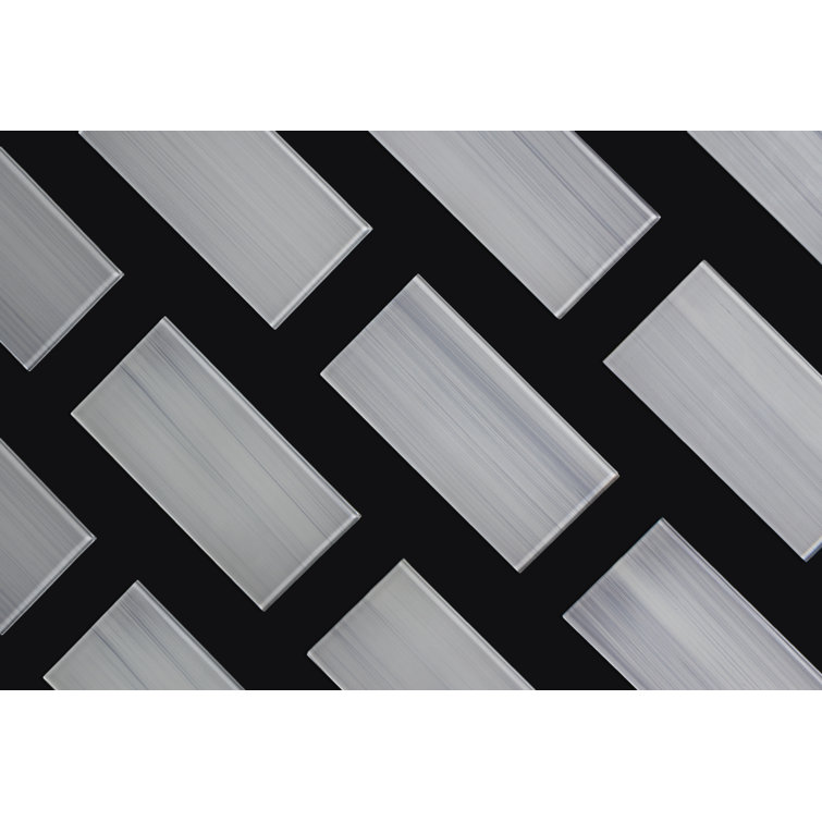 White Hand-Painted Glass Peel and Stick Subway Wall Tile