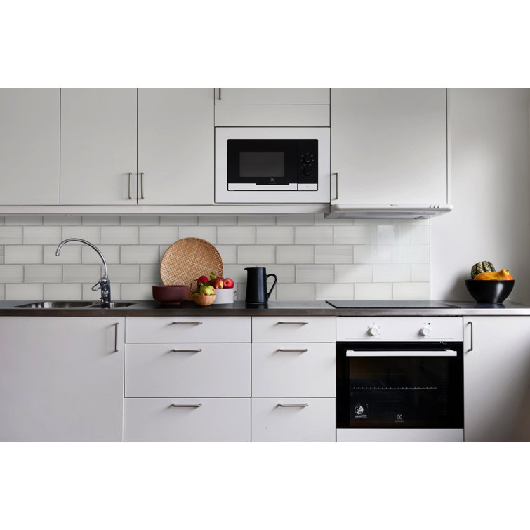 White Hand-Painted Glass Peel and Stick Subway Wall Tile
