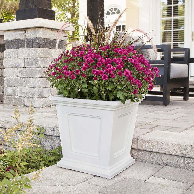 Fairfield Classic White 17" Square Self-Watering Polyethylene Planter