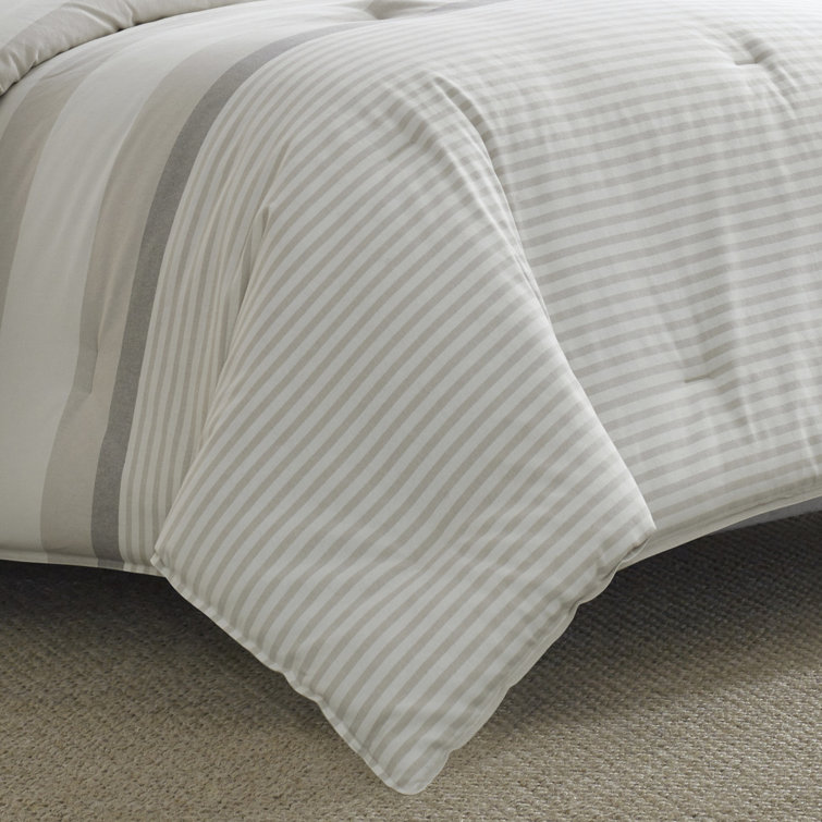 Beige and White Cotton Full/Queen Duvet Cover Set