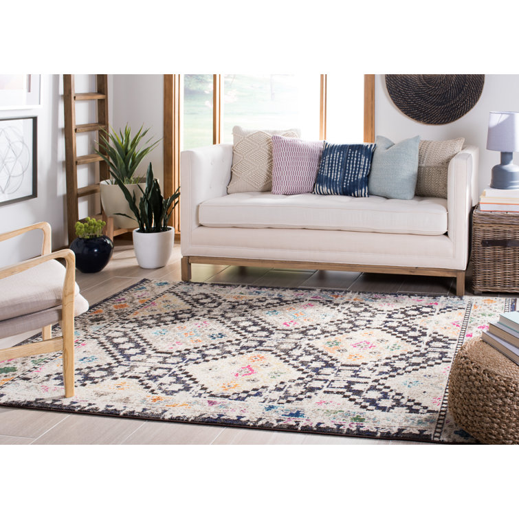 Chic Metro-Mod Black and Yellow Square Synthetic Area Rug