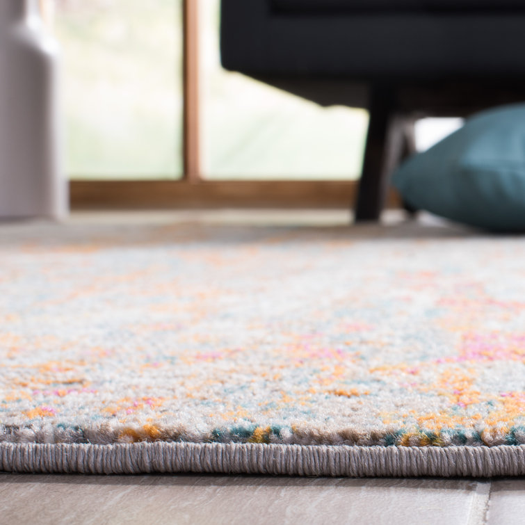 Madison 5' x 5' Square Gray and Orange Abstract Rug
