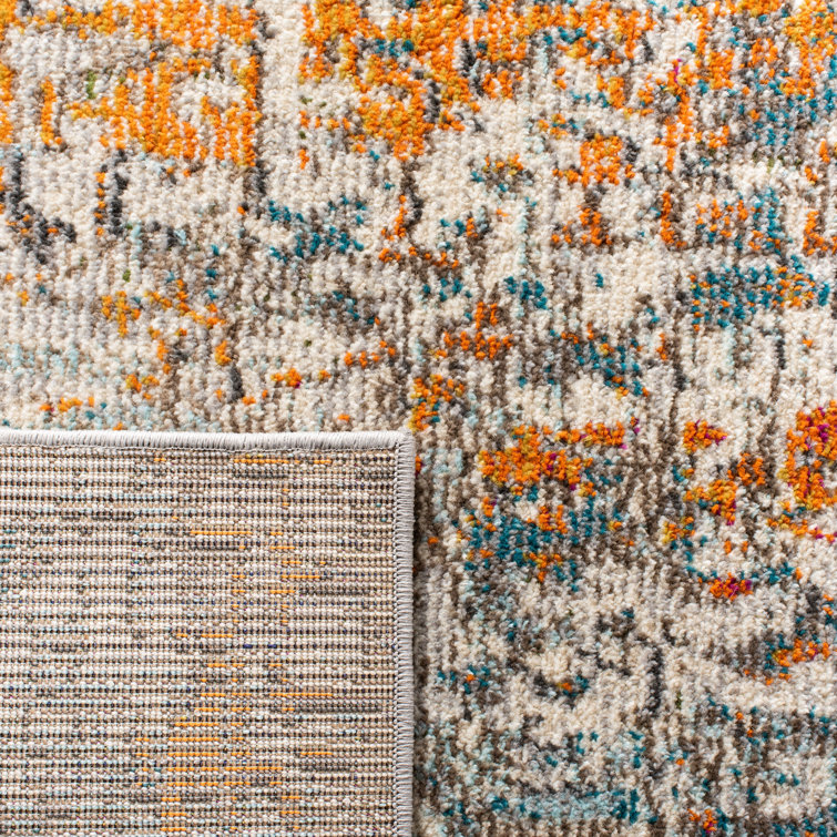 Madison 5' x 5' Square Gray and Orange Abstract Rug