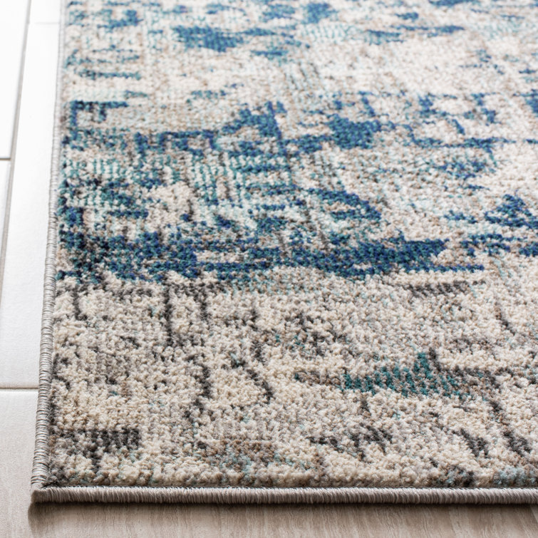Madison 9' Square Gray and Blue Abstract Synthetic Rug