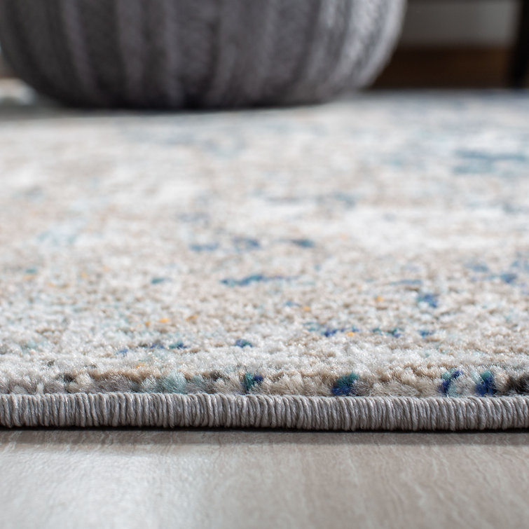 Madison 9' Square Gray and Blue Abstract Synthetic Rug