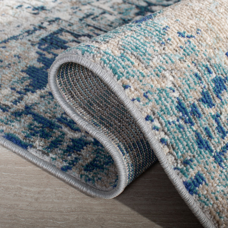 Madison 9' Square Gray and Blue Abstract Synthetic Rug