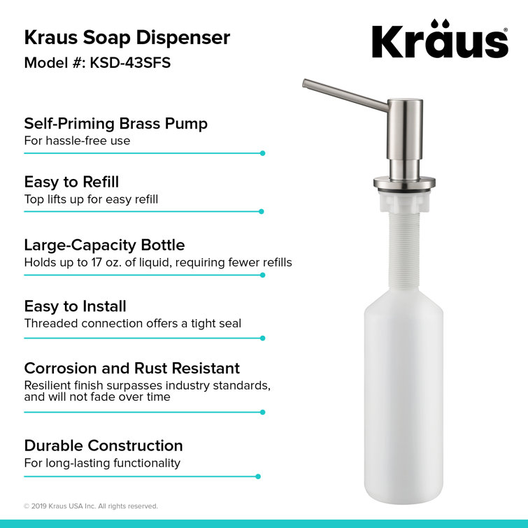 Spot Free Stainless Steel Modern Soap and Lotion Dispenser