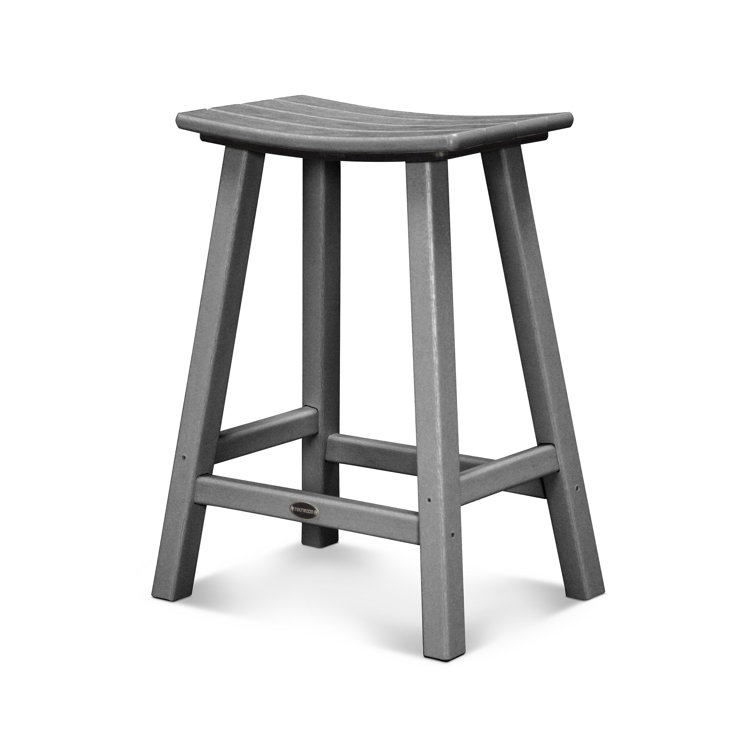 Slate Gray Recycled Plastic Outdoor Saddle Bar Stool
