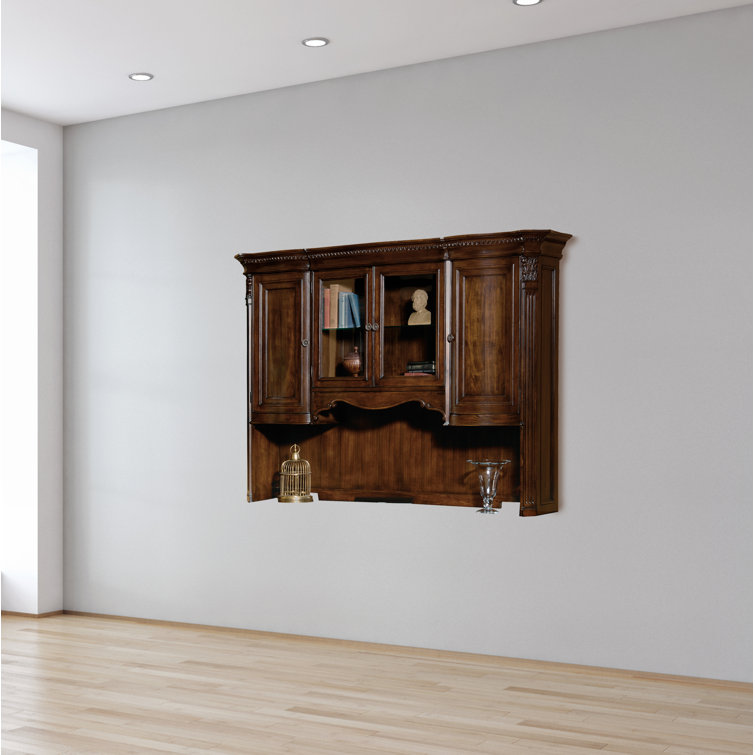 Yuri Old World Walnut Burl 54'' Executive Desk Hutch with Beveled Glass