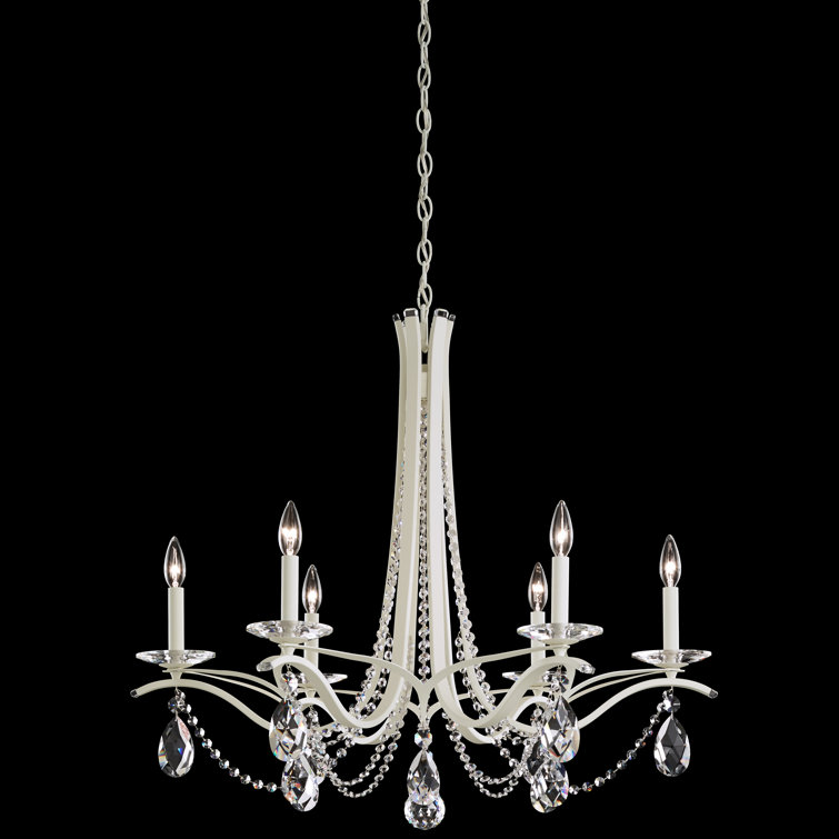 Elegant White and Clear Crystal 6-Light Traditional Chandelier