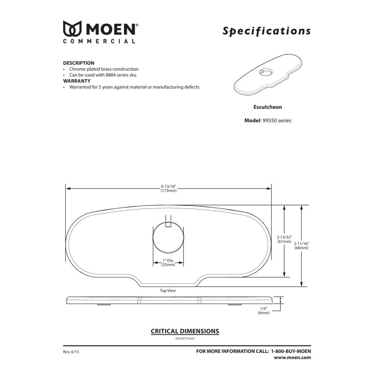 Chrome Anti-Rotation Deck Plate for Single Mount Faucet