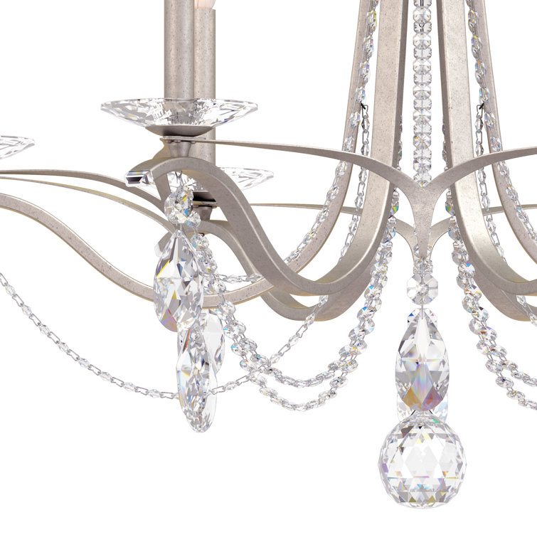 Antique Silver and Clear Crystal 6-Light Chandelier