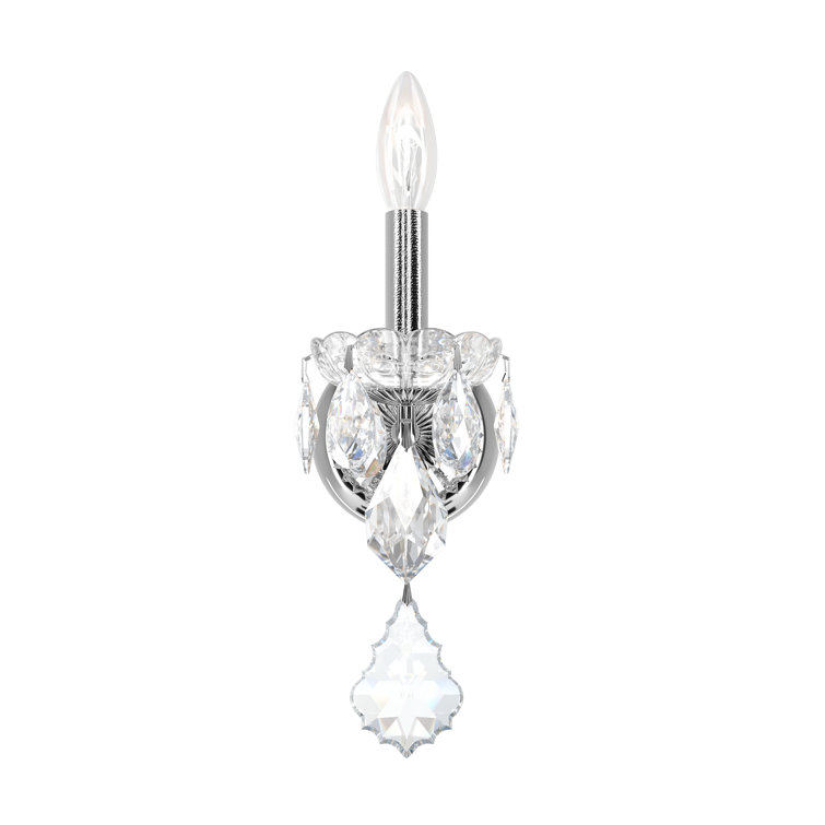 Elegant Polished Silver Direct-Wired Sconce with Clear Heritage Crystal