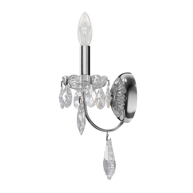 Elegant Polished Silver Direct-Wired Sconce with Clear Heritage Crystal