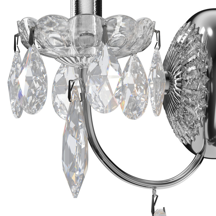 Elegant Polished Silver Direct-Wired Sconce with Clear Heritage Crystal
