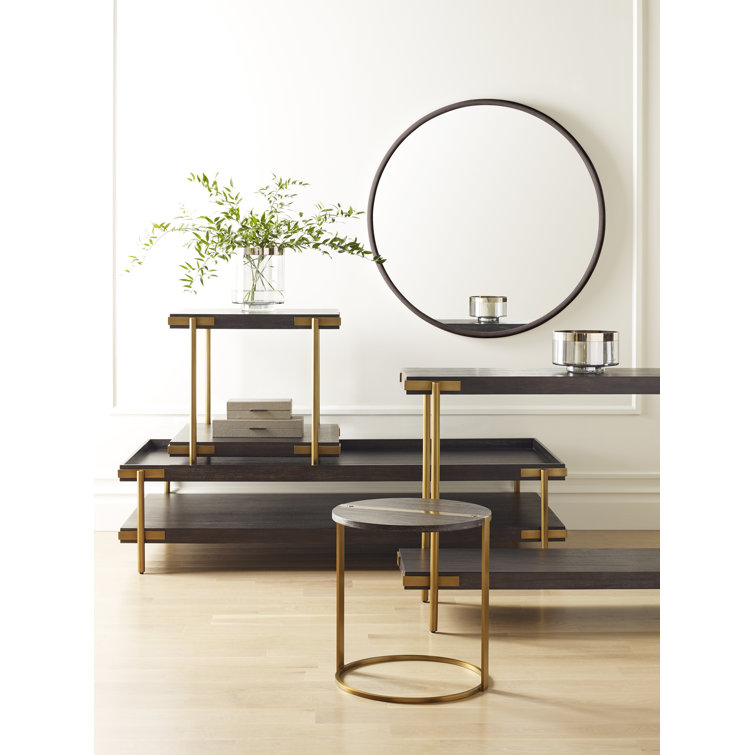 Transitional Mangrove Brown & Brushed Nickel Coffee Table 67"