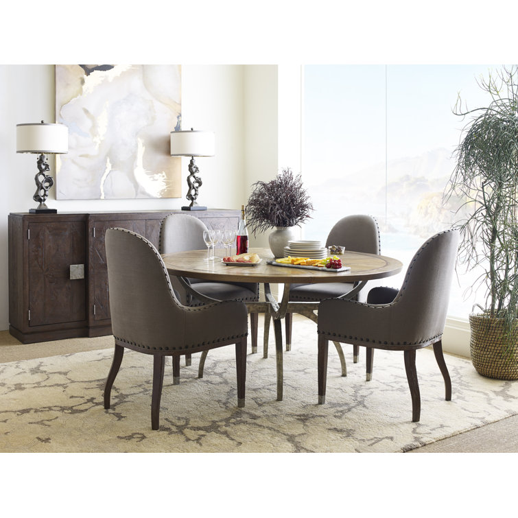 Echo Oak Finish Contemporary Round Reclaimed Wood Dining Table