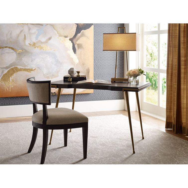Rowan Wood & Brushed Brass Modern Home Office Desk