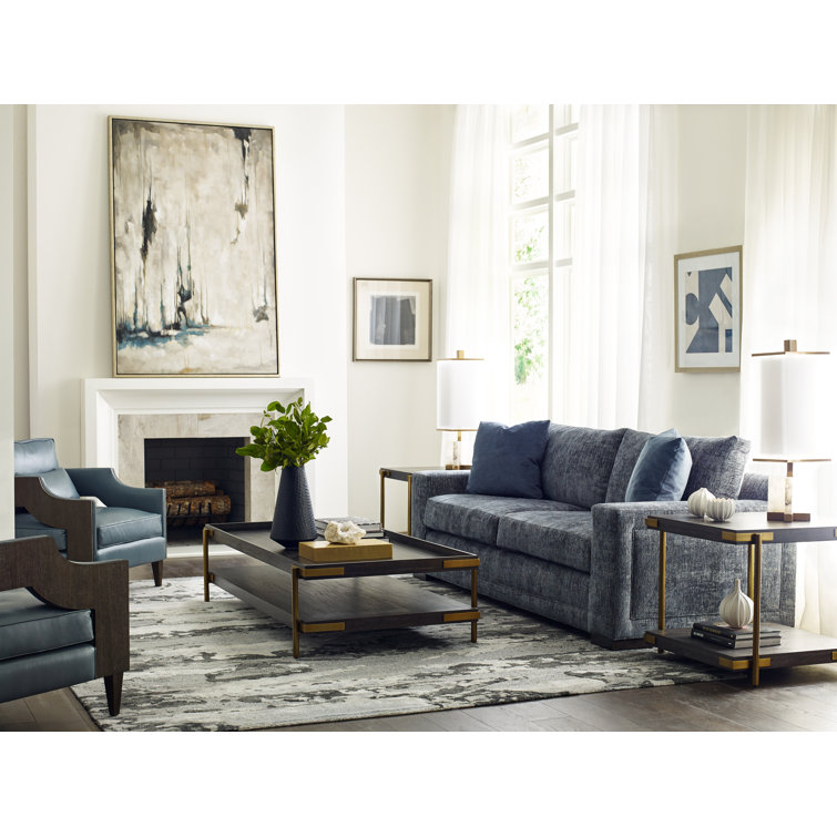 Transitional Mangrove Brown & Brushed Nickel Coffee Table 67"