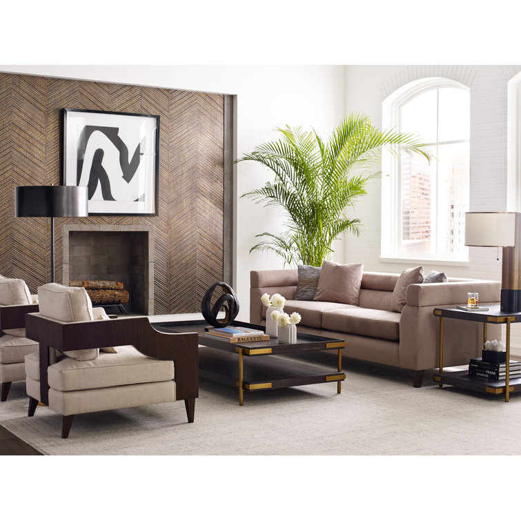 Transitional Mangrove Brown & Brushed Nickel Coffee Table 67"