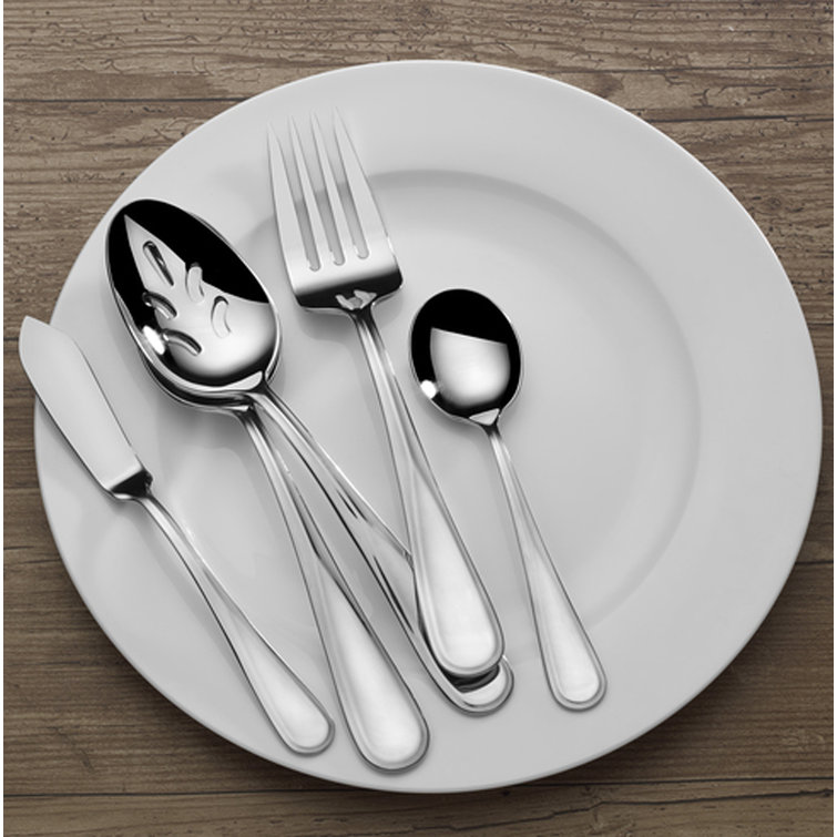 Bravo 65-Piece Stainless Steel Flatware Set with Facets