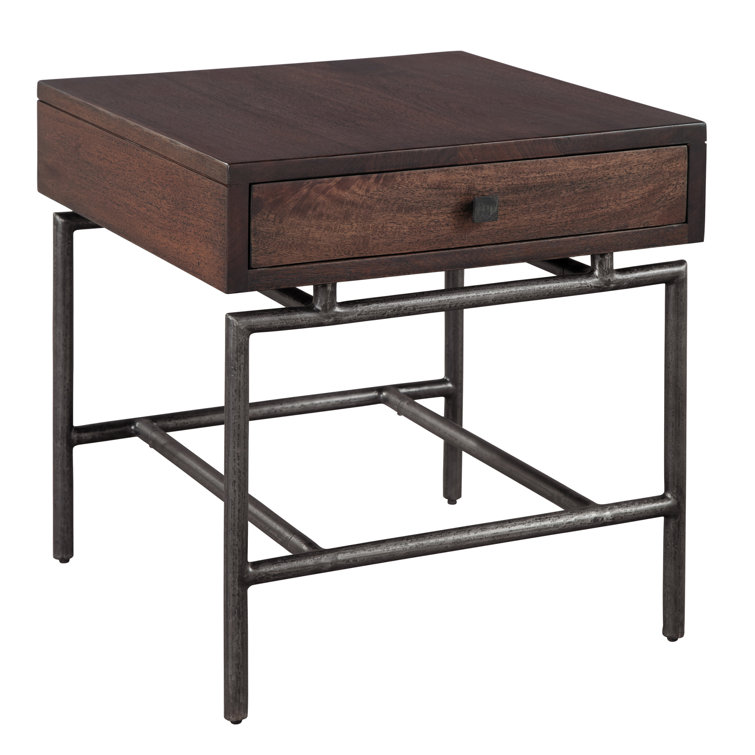 Hekman Dark Brown Mango Wood and Iron End Table with Storage
