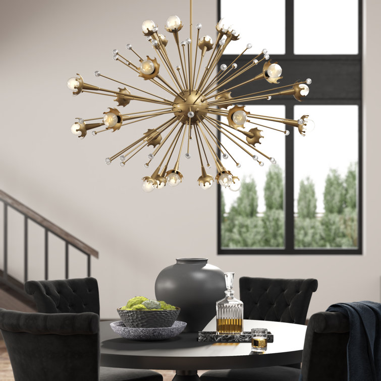 Antique Brass 24-Light Sputnik Sphere Chandelier