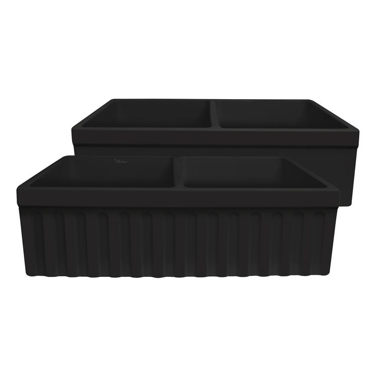 Matte Black Double Bowl Fireclay Farmhouse Sink