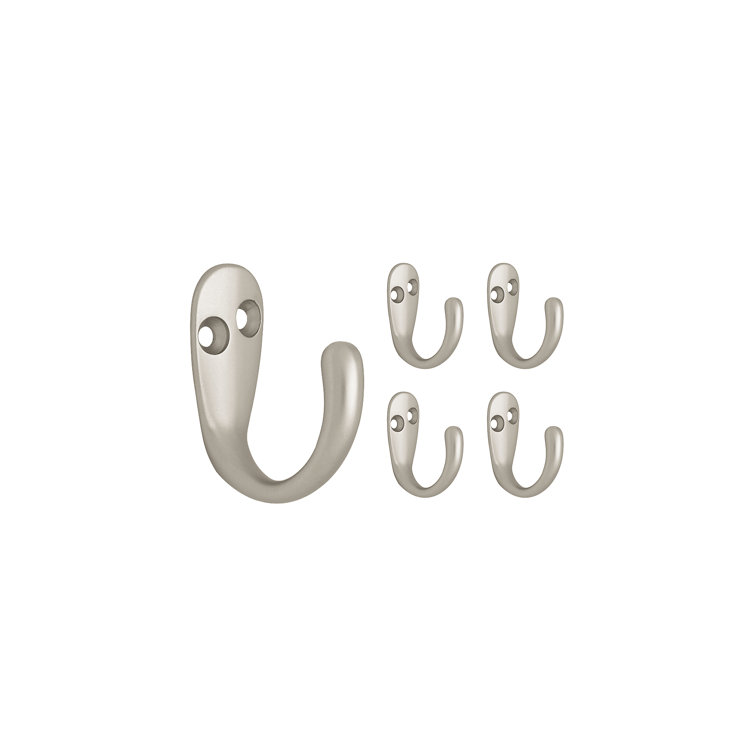 Matte Nickel Single Prong Wall Hook Set