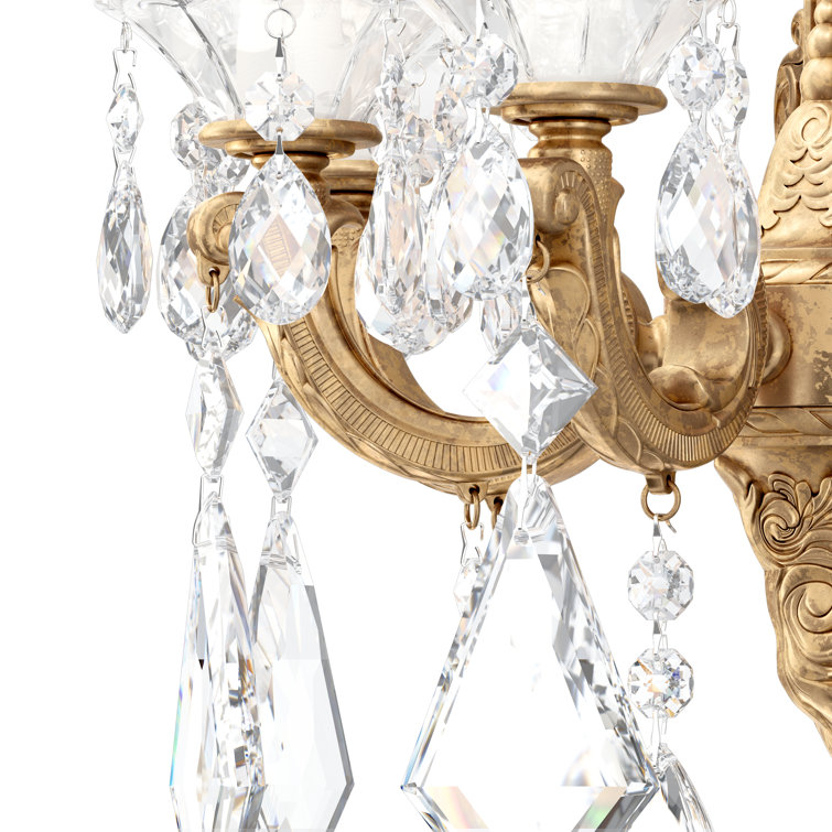 La Scala 3-Light French Gold Wall Sconce with Clear Heritage Crystals