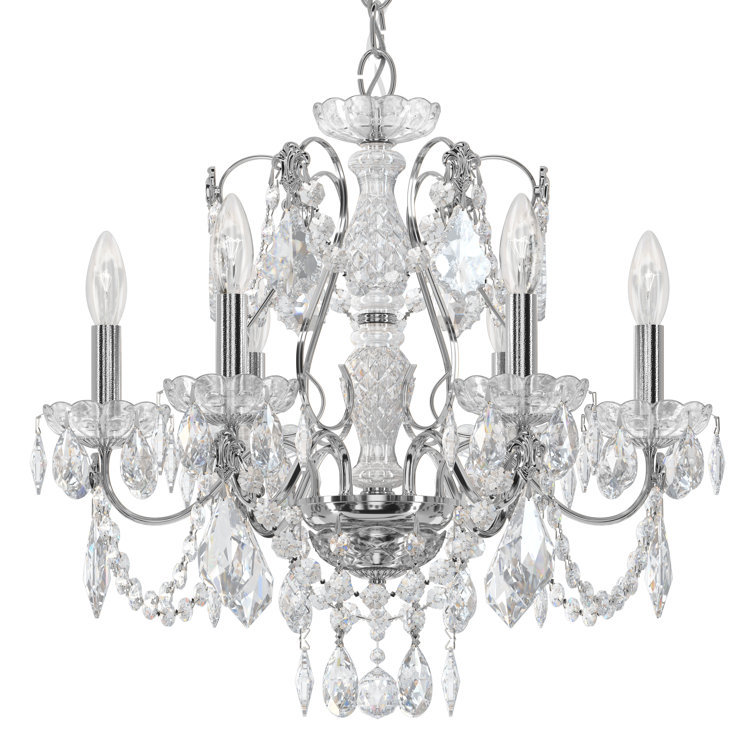 Elegant Century 6-Light Chandelier with Clear Heritage Crystal and Silver Finish