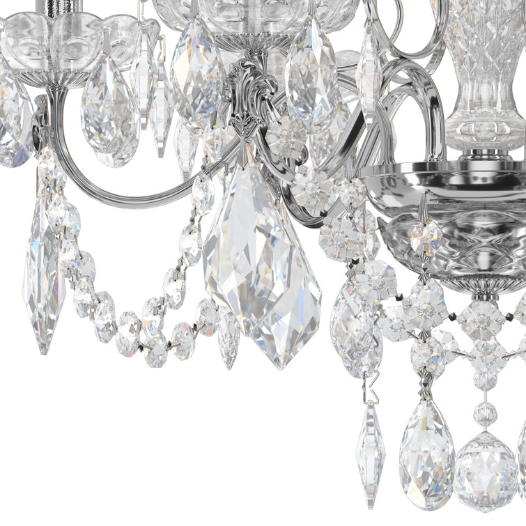 Elegant Century 6-Light Chandelier with Clear Heritage Crystal and Silver Finish