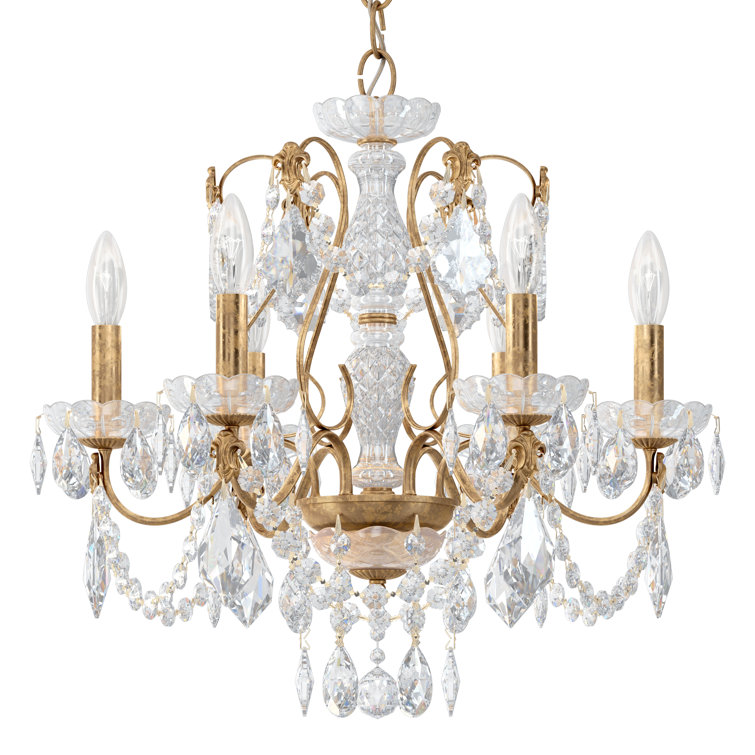 Regal French Gold 6-Light Crystal Chandelier