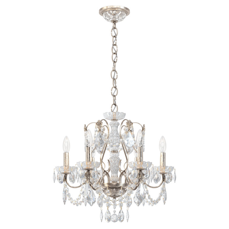 Elegant Antique Silver 6-Light Chandelier with Clear Heritage Crystal