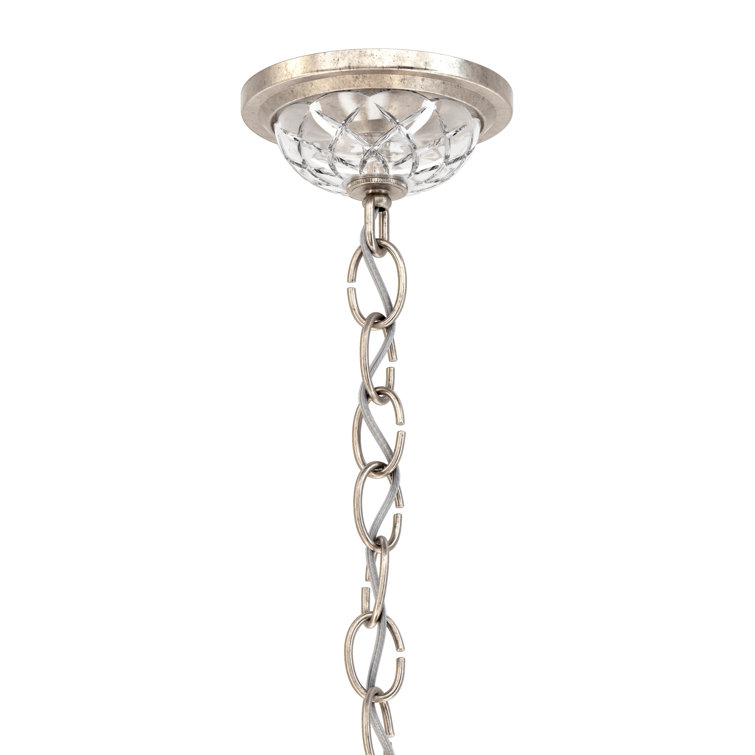 Elegant Antique Silver 6-Light Chandelier with Clear Heritage Crystal