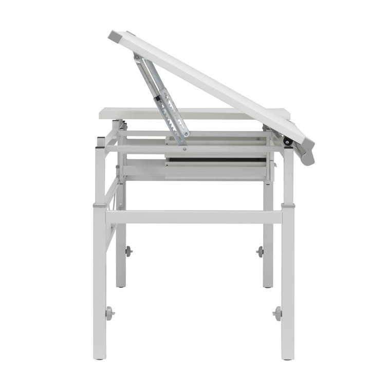 CraftMaster Adjustable Wood Drafting Table with Dual Top and Storage Drawers