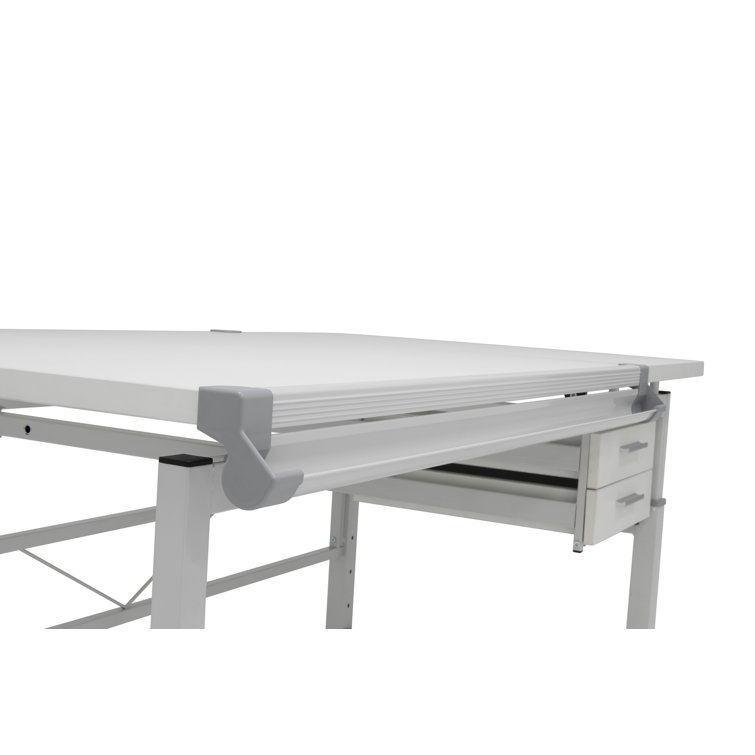 CraftMaster Adjustable Wood Drafting Table with Dual Top and Storage Drawers