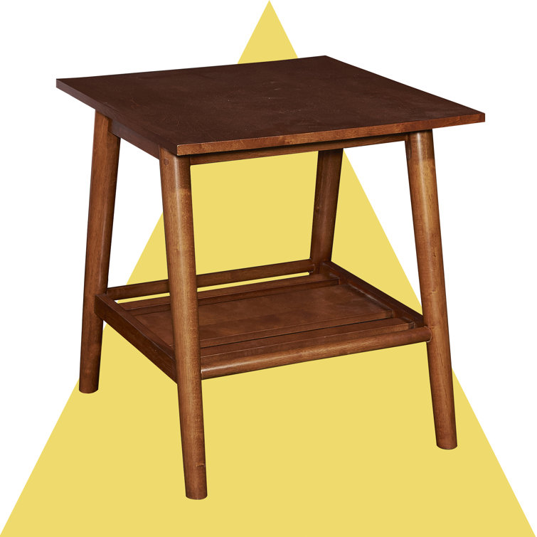 Brock 25'' Medium Yellow Brown Square Wood End Table with Shelf