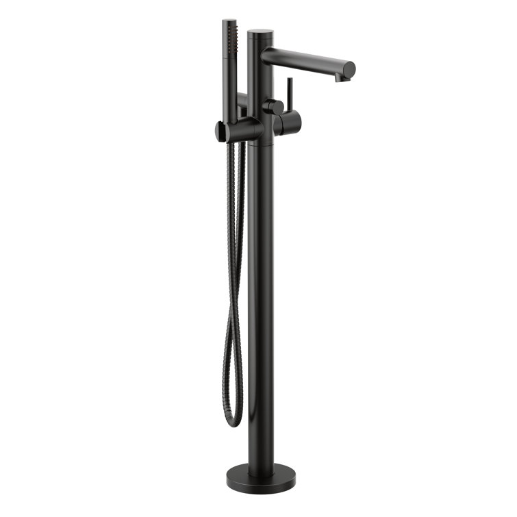 Elegant Chrome Floor Mounted Tub Filler with Hand Shower