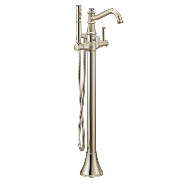 Elegant Brushed Nickel 40" Freestanding Tub Filler with Handshower